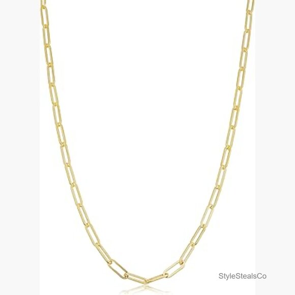 14k Gold-Filled Paperclip Chain Necklace 2.5mm Minimalist Link 36